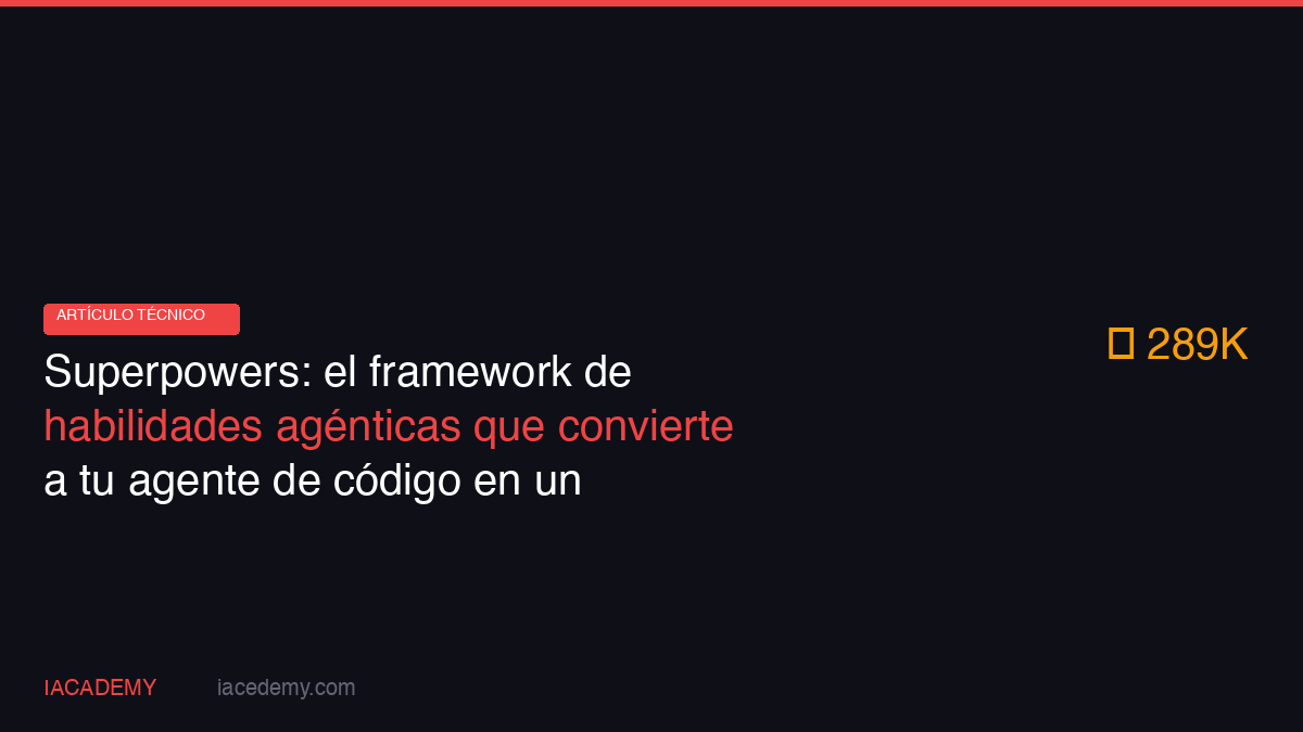 Superpowers: el framework de habilidades agénticas que convierte a tu agente de código en un ingeniero disciplinado